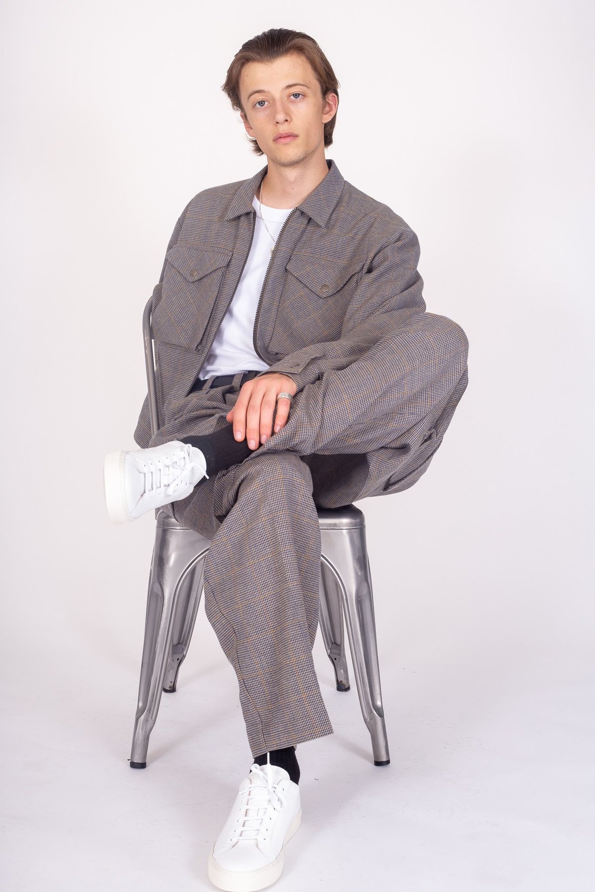 FOUR HORSEMEN Plaid Wool Suit Pant - Brown - Image 3 of 3