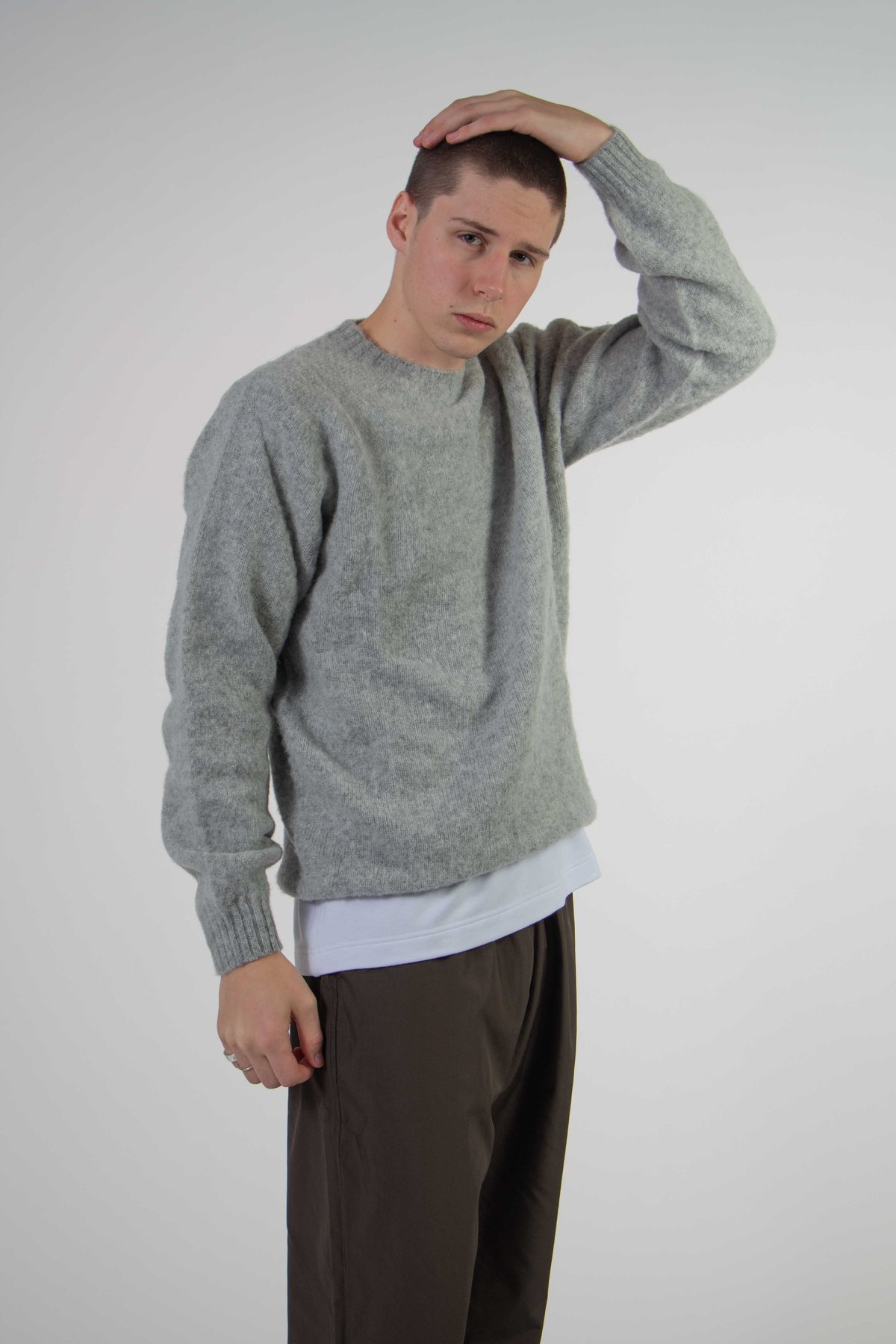 FOUR HORSEMEN Shetland Fuzzy Sweater - Grey - Image 1 of 4