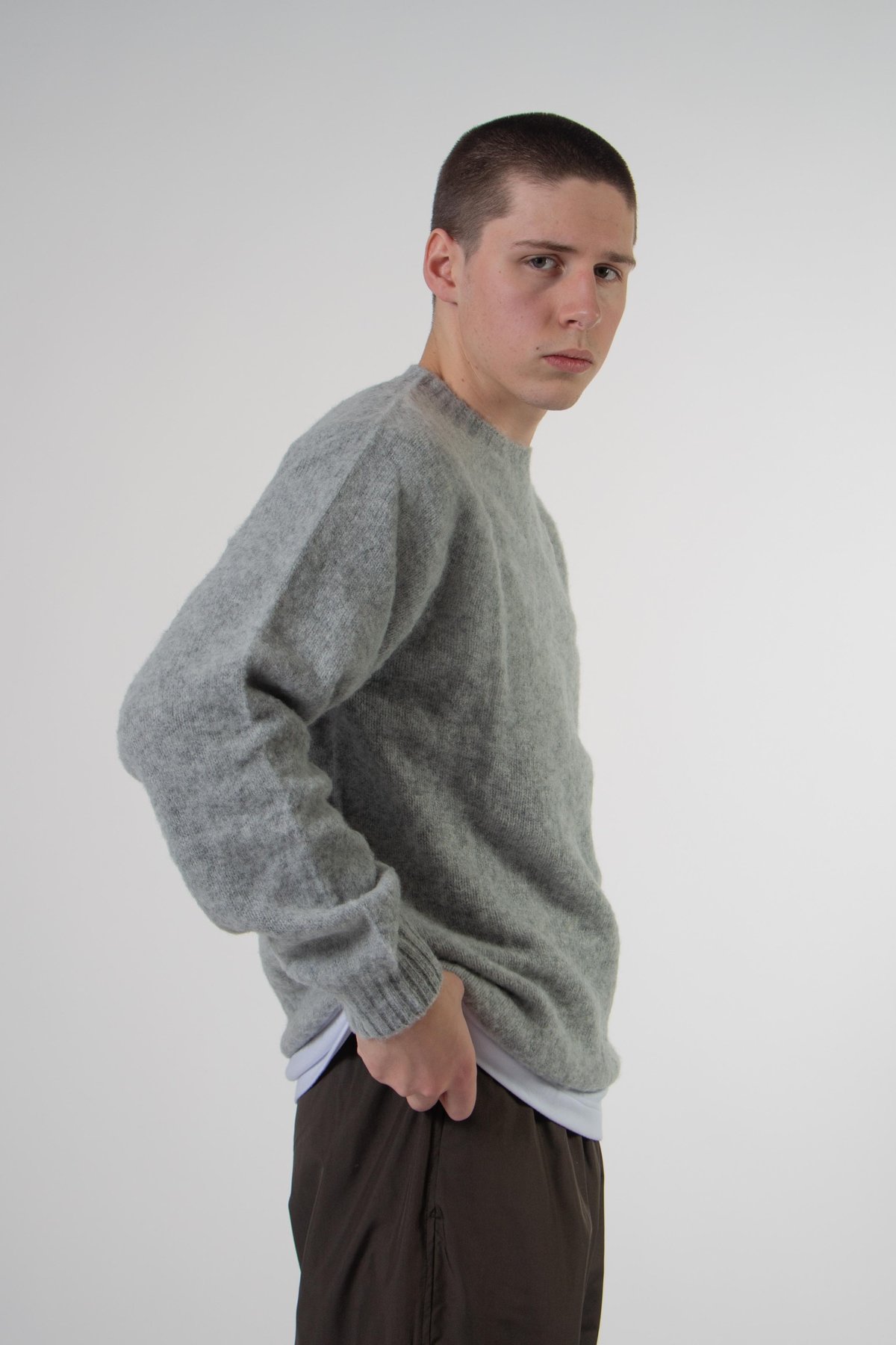 FOUR HORSEMEN Shetland Fuzzy Sweater - Grey - Image 4 of 4