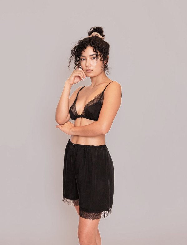 Botanica Workshop Cupro Vegan Silk Belinda Bralette - Black Botanica Workshop Cupro Vegan Silk Belinda Bralette - Black