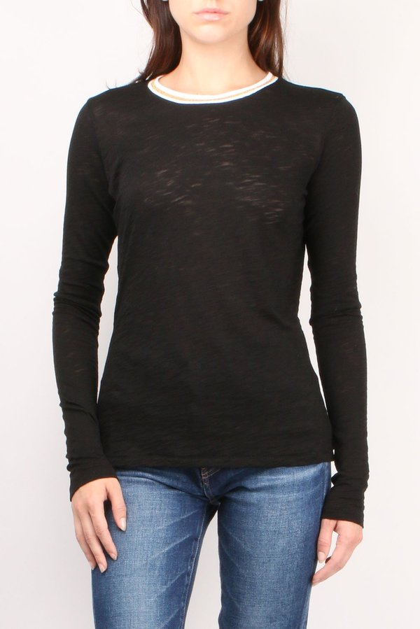 GOLDIE Long sleeve Tipped Tee - Black/Gold