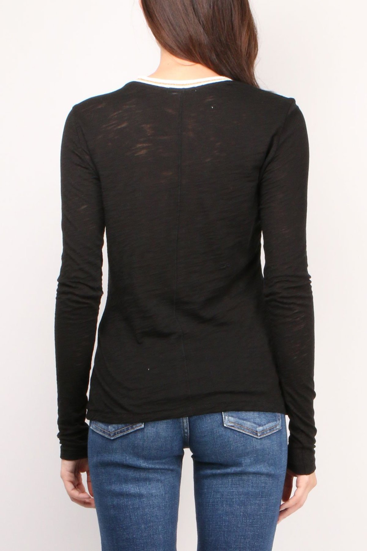 GOLDIE Long sleeve Tipped Tee - Black/Gold - Image 3 of 3