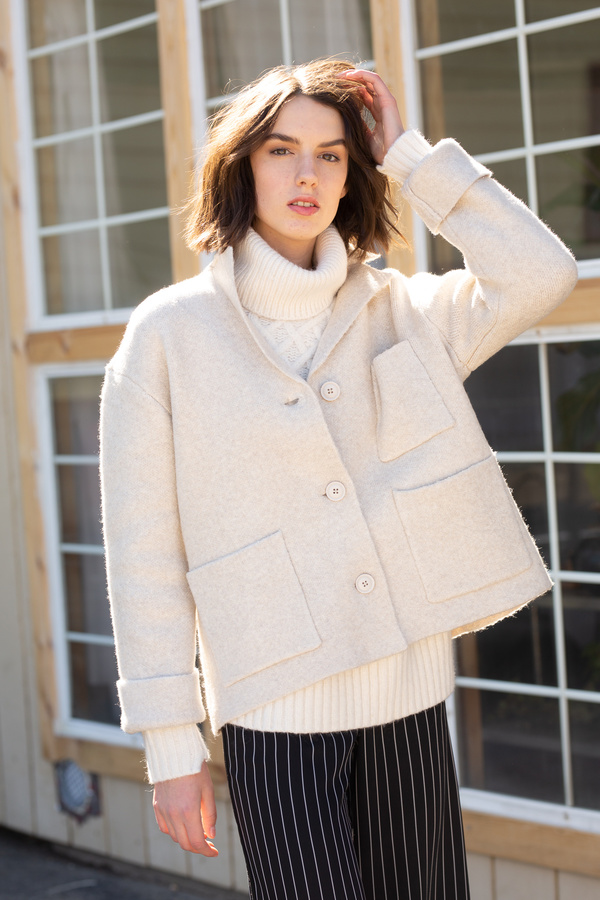 ATM Novelty Blend Sweater Jacket - Oat ATM Novelty Blend Sweater Jacket - Oat