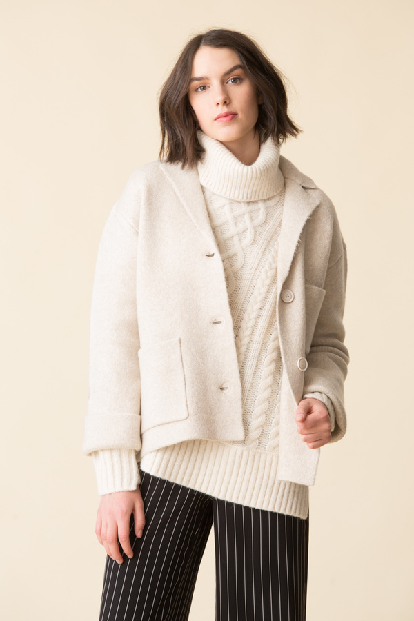 ATM Novelty Blend Sweater Jacket - Oat ATM Novelty Blend Sweater Jacket - Oat