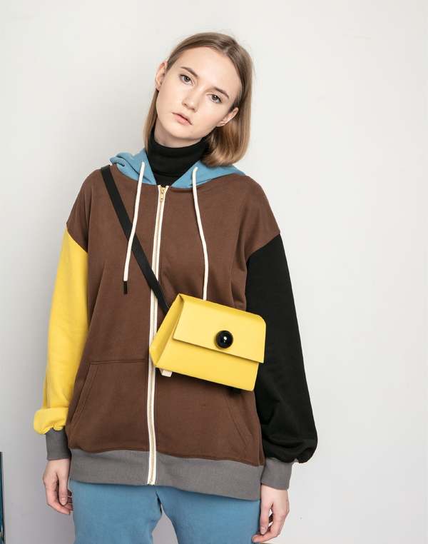 Unisex MATTER MATTERS Colourblock full zip hoodie - Brown/Yellow/Blue Unisex MATTER MATTERS Colourblock full zip hoodie - Brown/Yellow/Blue