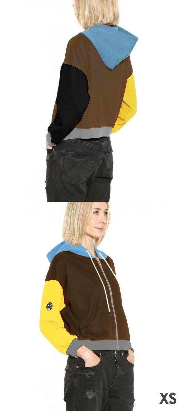 Unisex MATTER MATTERS Colourblock full zip hoodie - Brown/Yellow/Blue Unisex MATTER MATTERS Colourblock full zip hoodie - Brown/Yellow/Blue