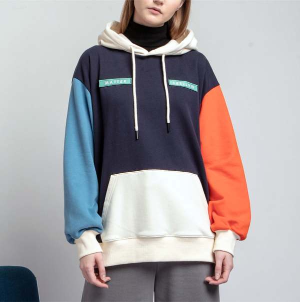 Unisex MATTER MATTERS Colourblock hoodie - Navy Multi Unisex MATTER MATTERS Colourblock hoodie - Navy Multi