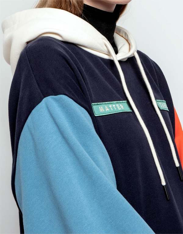 Unisex MATTER MATTERS Colourblock hoodie - Navy Multi Unisex MATTER MATTERS Colourblock hoodie - Navy Multi