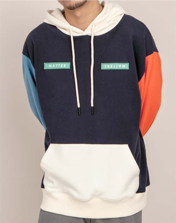 Unisex MATTER MATTERS Colourblock hoodie - Navy Multi Unisex MATTER MATTERS Colourblock hoodie - Navy Multi