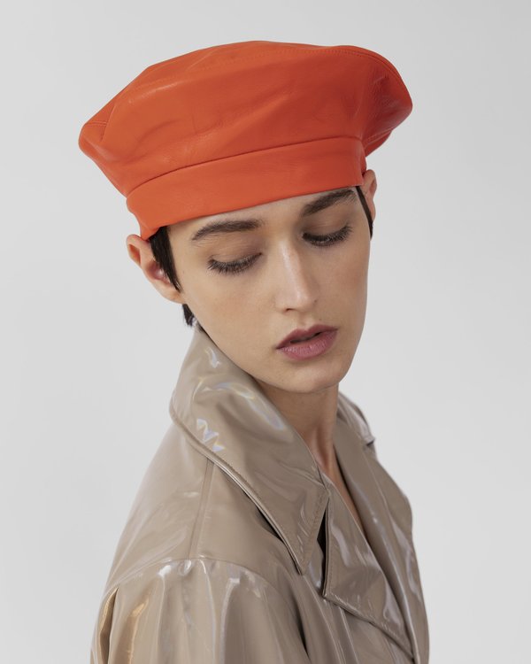 Clyde Lambskin Beret - Satsuma Clyde Lambskin Beret - Satsuma