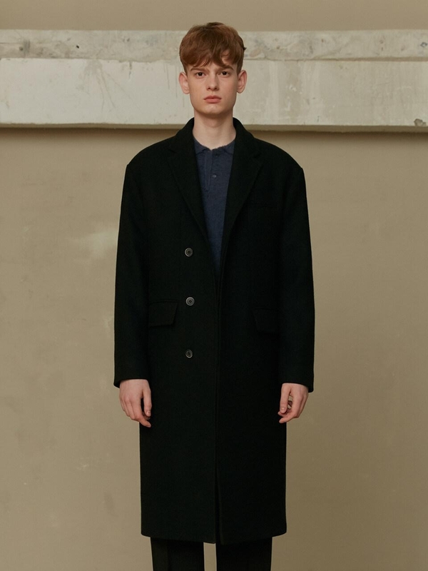 black wool tailored coat
