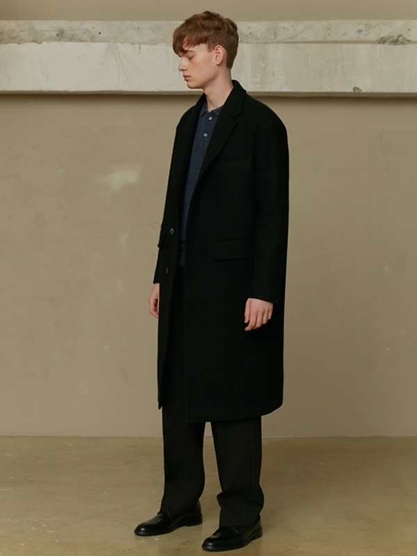 black wool tailored coat