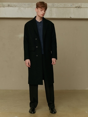 black wool tailored coat