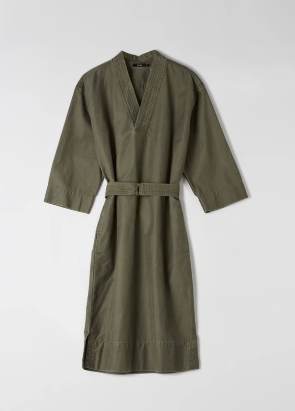 Bassike Cotton Kimono Dress - Military | Garmentory