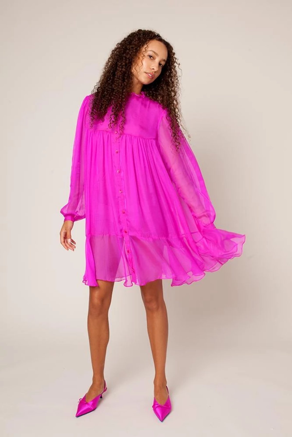 Rachel Antonoff Drew Romantic Mini Dress Magenta