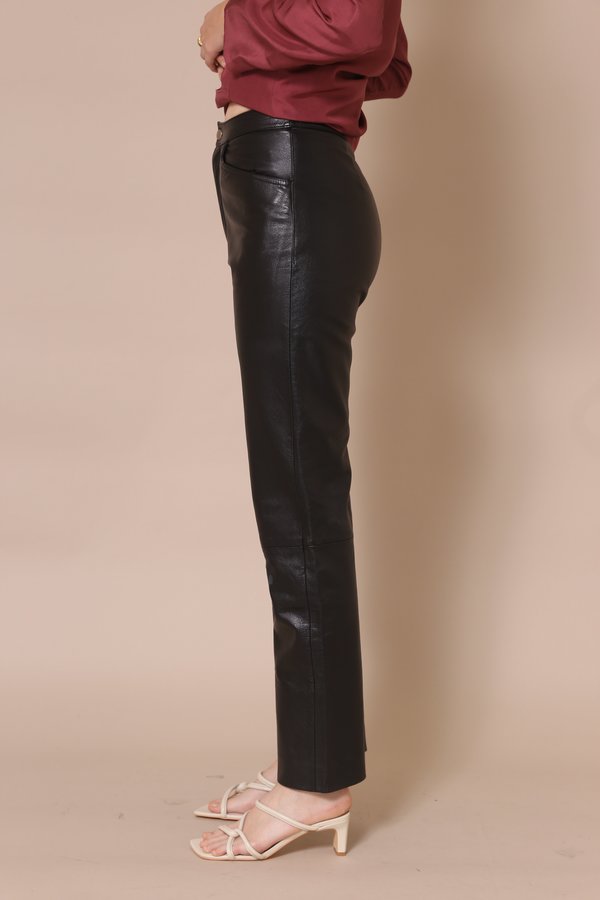 "INTENTIONALLY __________." ARCHIVE 0182 PANTS - Black Leather "INTENTIONALLY __________." ARCHIVE 0182 PANTS - Black Leather