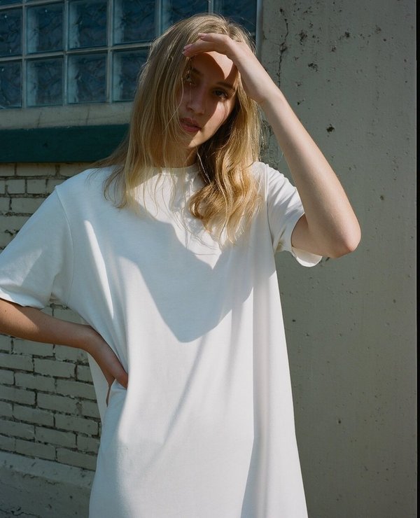 TEXTILEHAUS T Shirt Dress - Cream | Garmentory TEXTILEHAUS T Shirt Dress - Cream | Garmentory