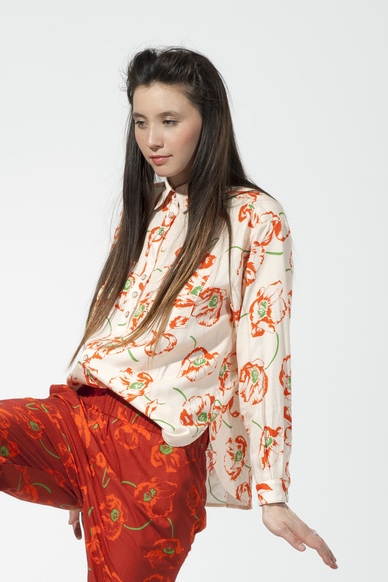 Carleen Poppy Print Big Shirt Carleen Poppy Print Big Shirt