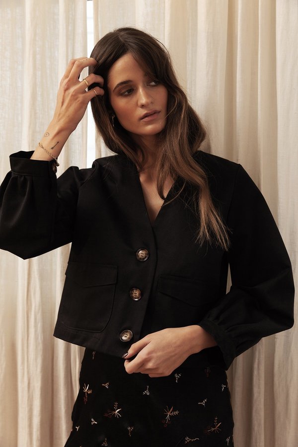 BEFORE MARCH Greta crop jacket - black BEFORE MARCH Greta crop jacket - black