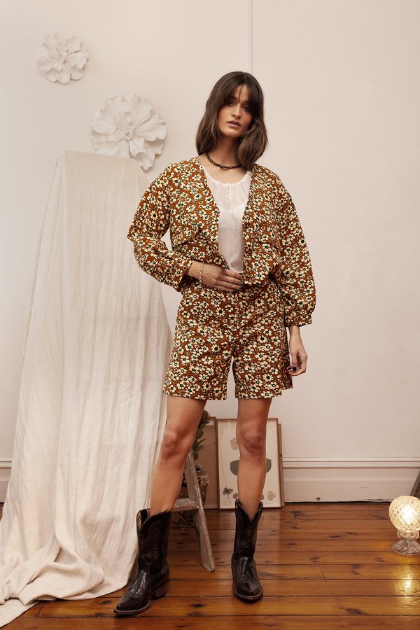 BEFORE MARCH Greta Crop Jacket - Floral corduroy BEFORE MARCH Greta Crop Jacket - Floral corduroy