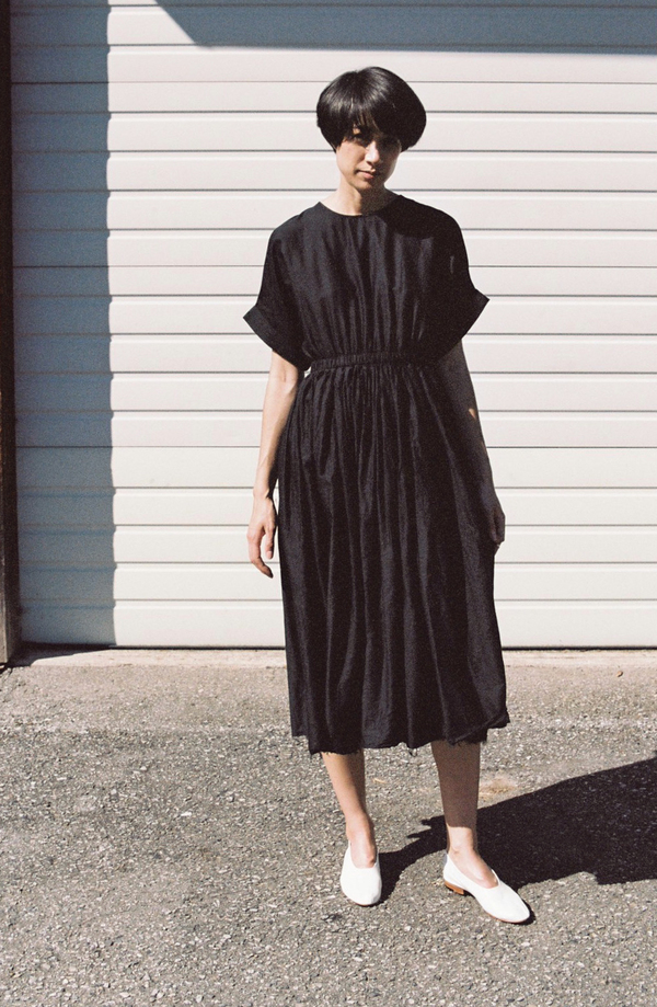 Black Crane Pleated Dress - Black | Garmentory Black Crane Pleated Dress - Black | Garmentory
