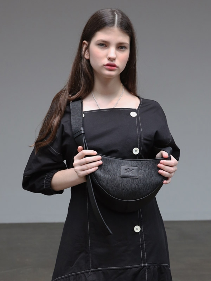 【SOFT SEOUL】 HALF MOON LEATHER MINI BAG [BLACK] SOFT SEOUL Half Moon Leather Bag - Black | Garmentory