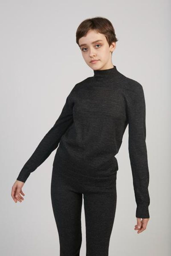 Wol Hide Layering rib alpaca mockneck sweater - charcoal