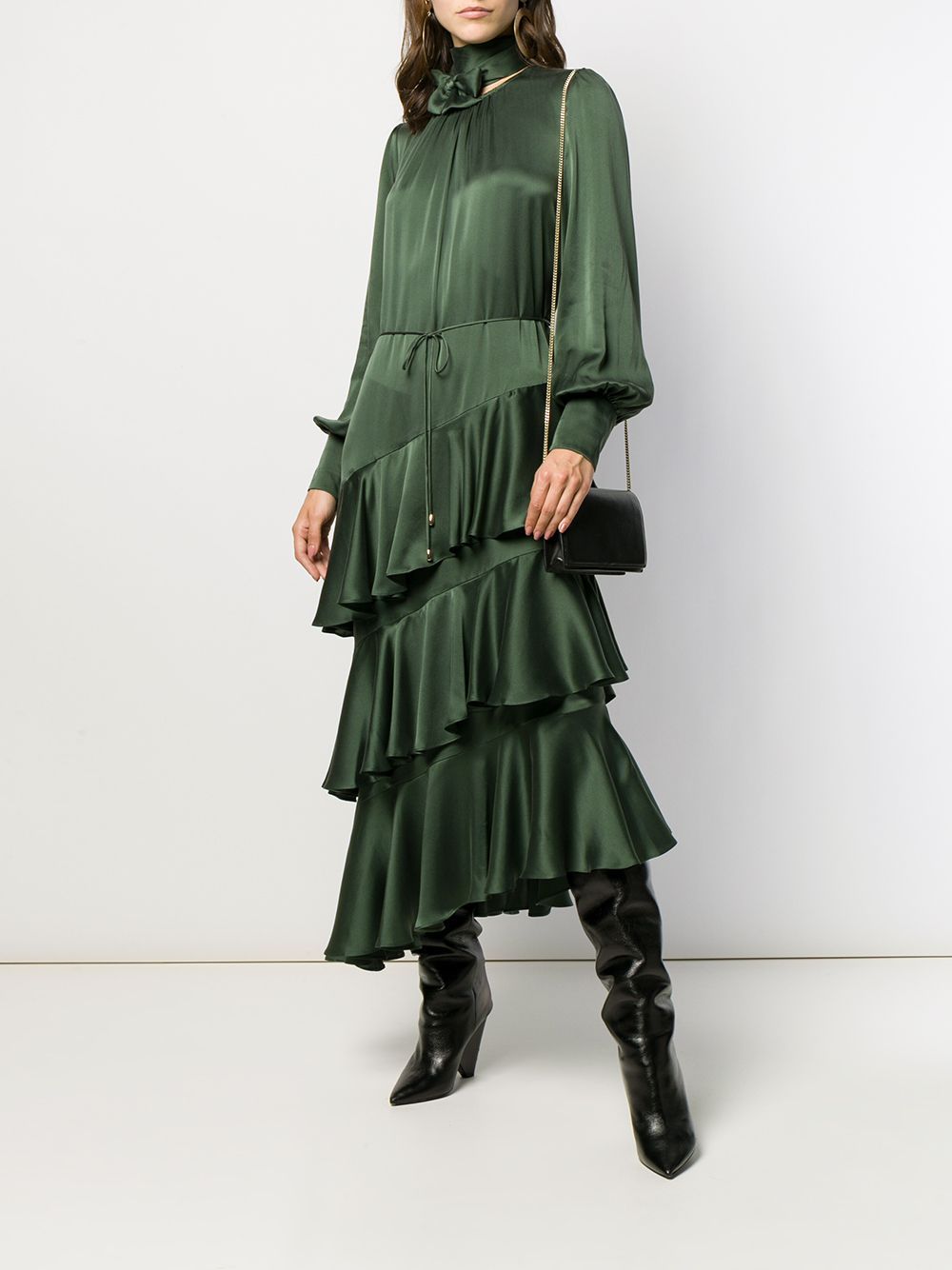 zimmermann silk flounce dress Gleaming liquid organza that flows like the ocean. The Balance Flounce Gown. #ZimSpring25 #zimmermann