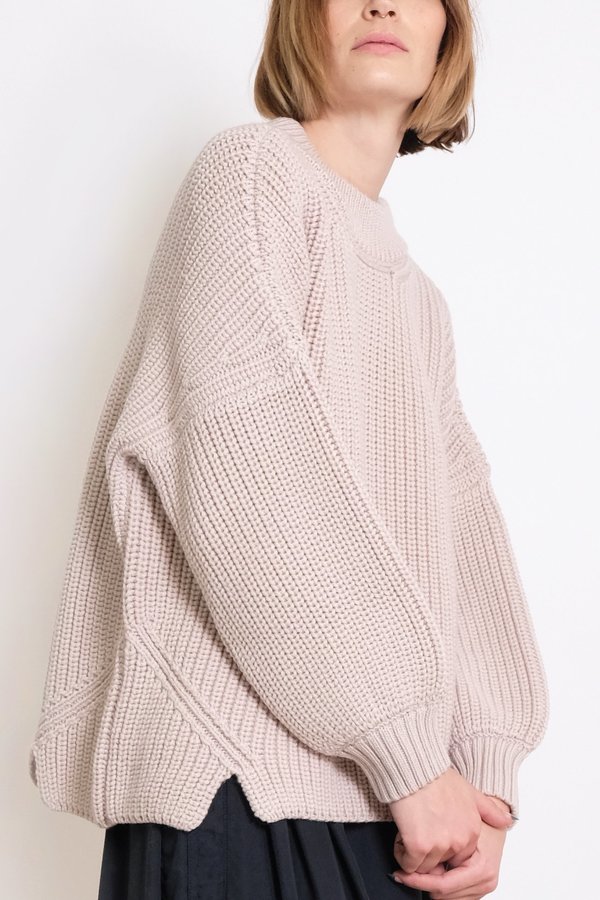 Micaela Greg Notched Hem Sweater - Chalk Micaela Greg Notched Hem Sweater - Chalk
