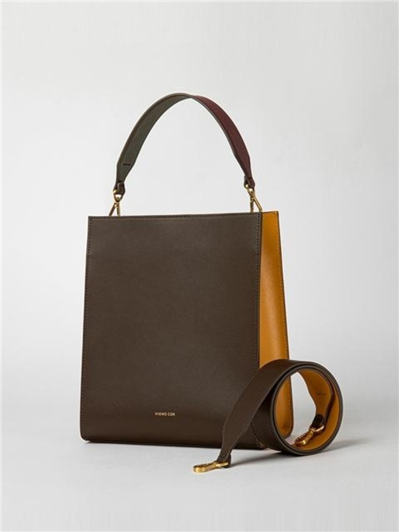 【HIEMS COR】22FW★ HIEMS 78 CANVAS BAG Hiems Cor Shoulder Bag - Deep Brown/Mustard | Garmentory