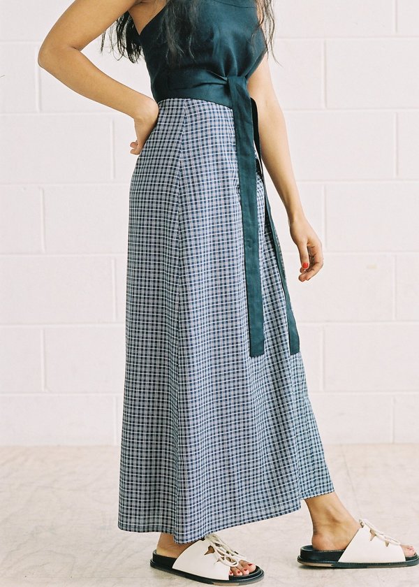 FME Apparel Fortuna Wrap Skirt - Navy Check FME Apparel Fortuna Wrap Skirt - Navy Check