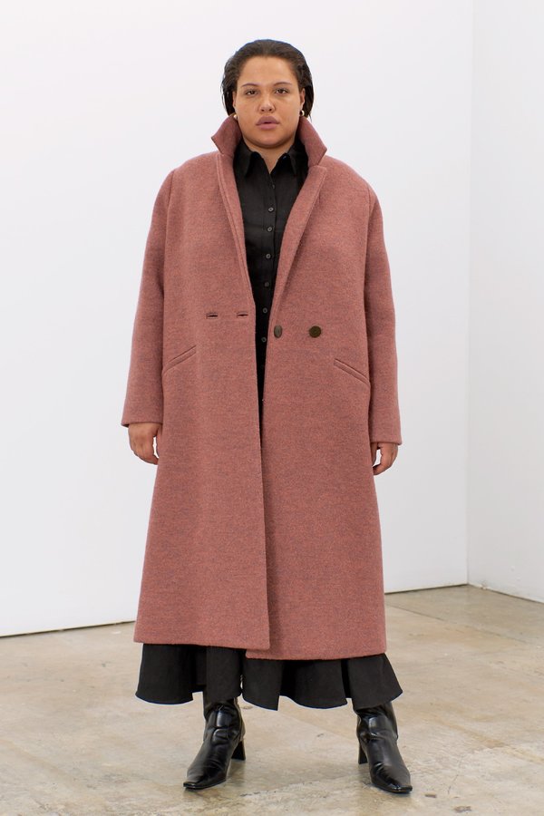 dusty rose wool coat