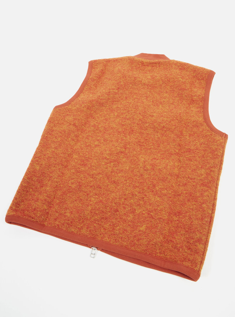 Universal Works Wool Fleece Zip Waistcoat Orange Garmentory - Main Image