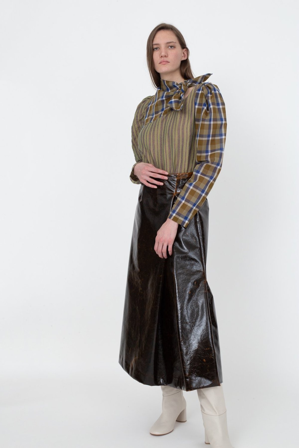 REJINA PYO ／Plaid Blouse Rejina Pyo Wool Plaid Print Blouse - Neutrals Tops, Clothing