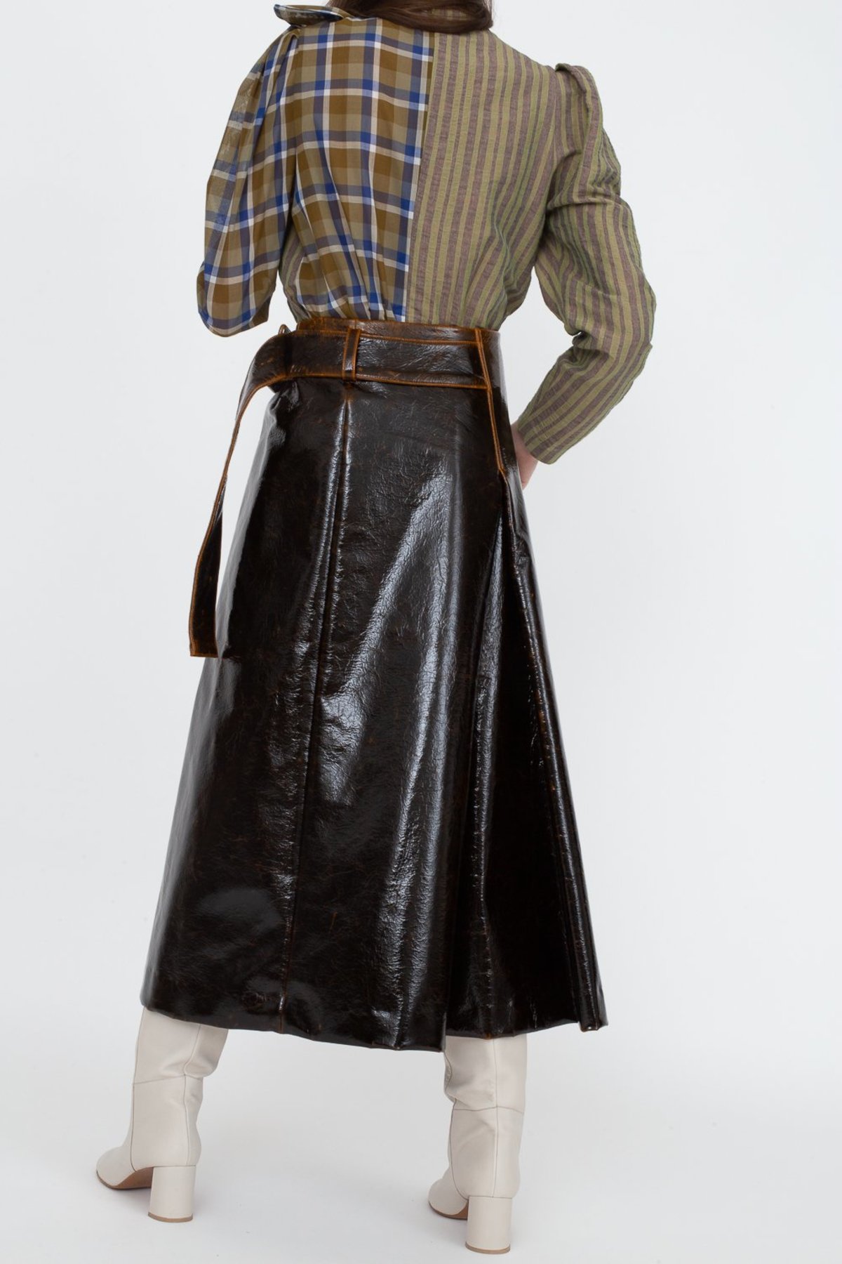 REJINA PYO ／Plaid Blouse Rejina Pyo Plaid Print Long Sleeve Button-Up Top - Neutrals