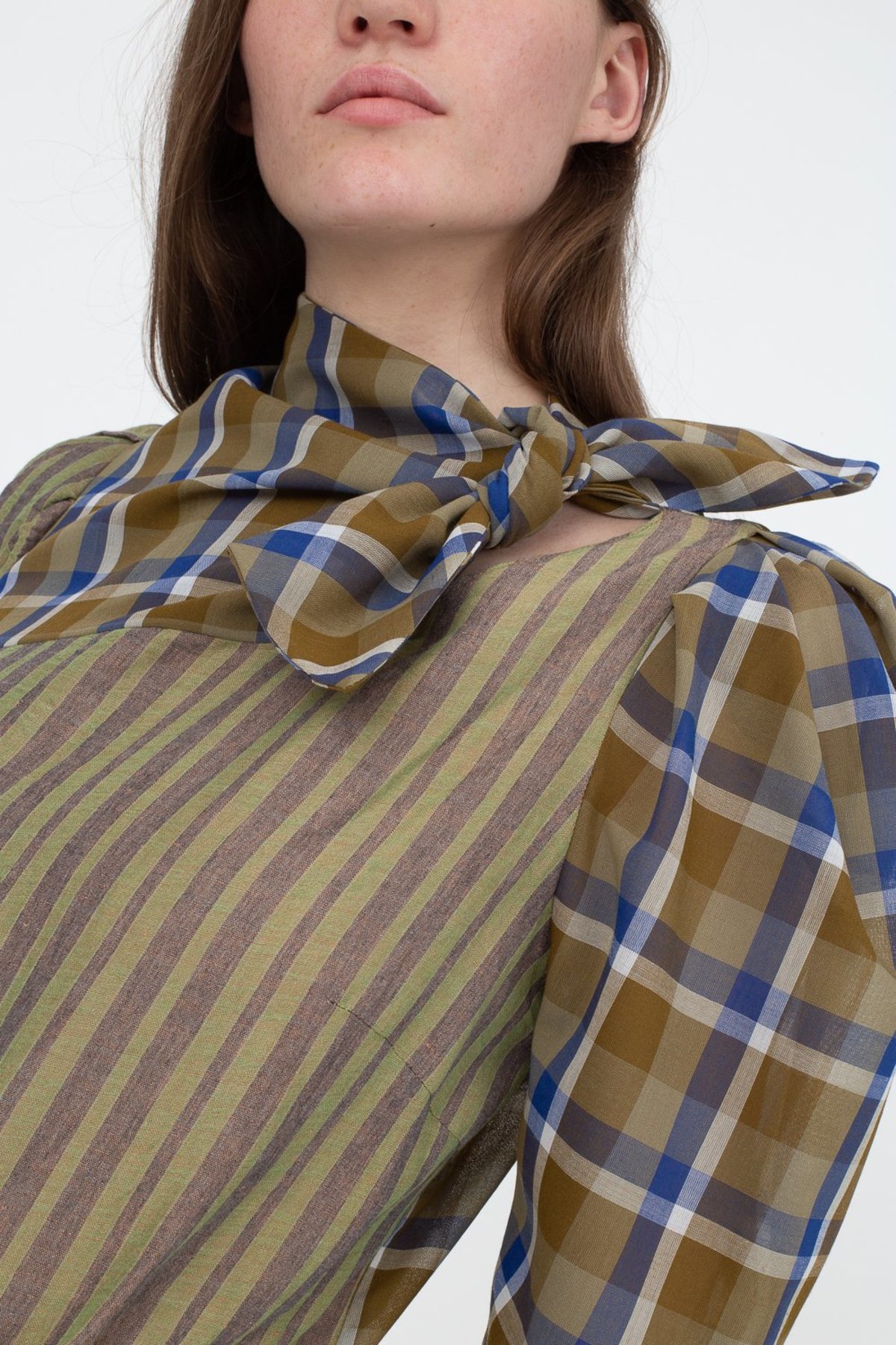 REJINA PYO ／Plaid Blouse Rejina Pyo Plaid Print Long Sleeve Button-Up Top - Neutrals