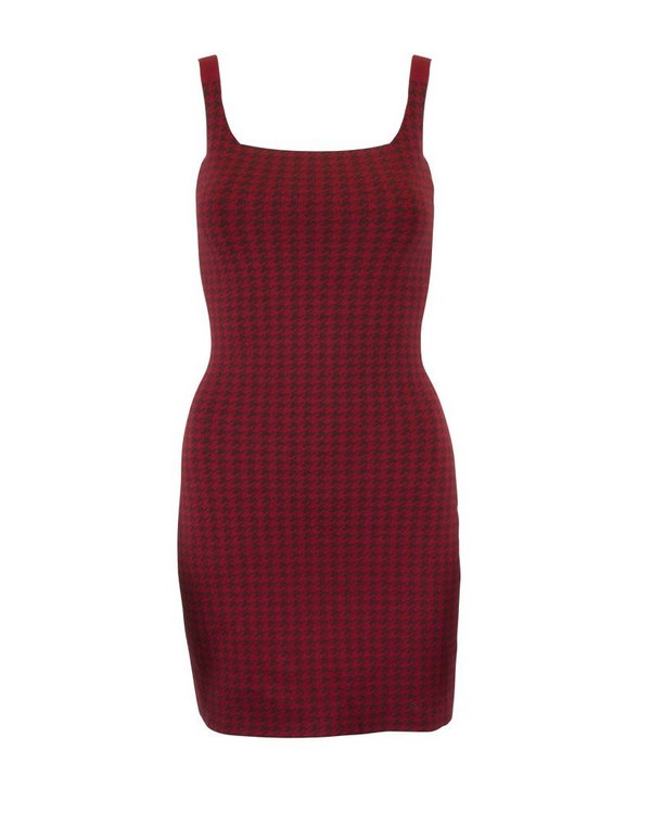 Nagnata Houndstooth Dress - Burgundy/Rouge | Garmentory Nagnata Houndstooth Dress - Burgundy/Rouge | Garmentory