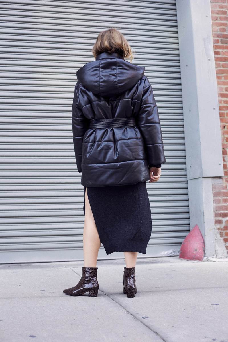 Nanushka Lenox Puffer Jacket With Belt - black | Garmentory