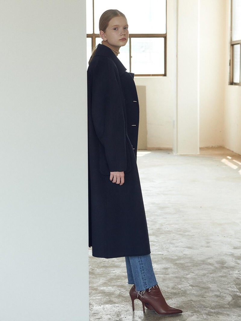 [NILBY P] Double Raglan Long Coat ★大人気★ NILBY P|^|Double Handmade Coat-Long _Navy | Garmentory
