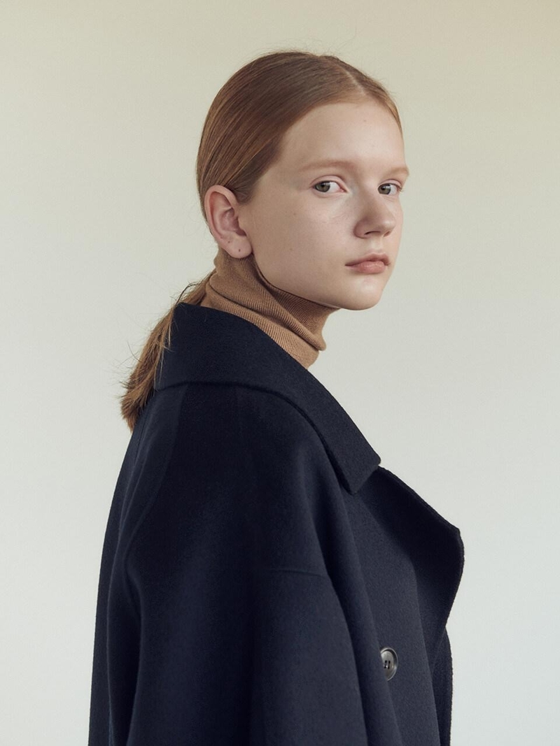 [NILBY P] Double Raglan Long Coat ★大人気★ NILBY P|^|Double Handmade Coat-Long _Navy | Garmentory
