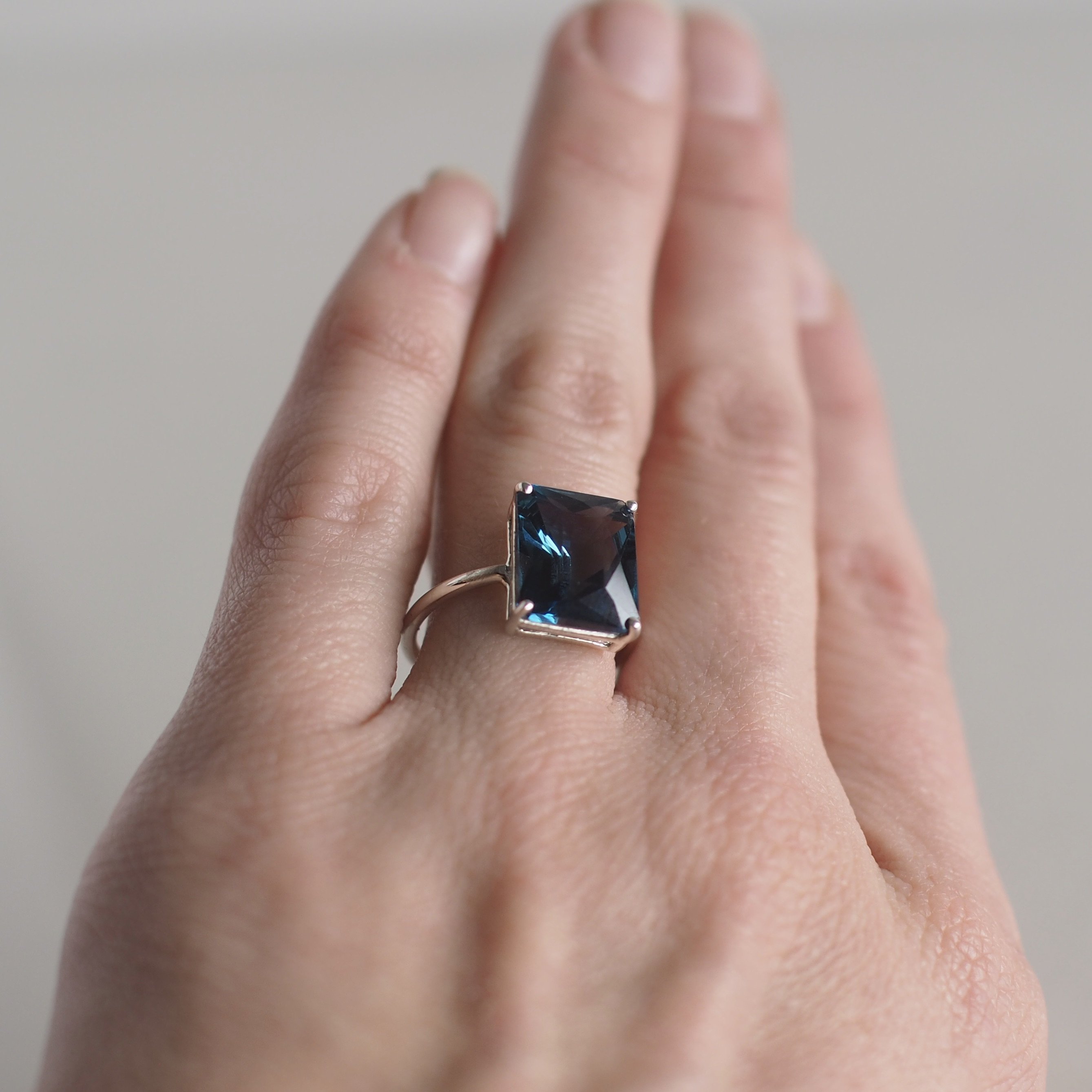 The BEA Line 12x10 Emerald Cut London Blue Topaz Ring Garmentory