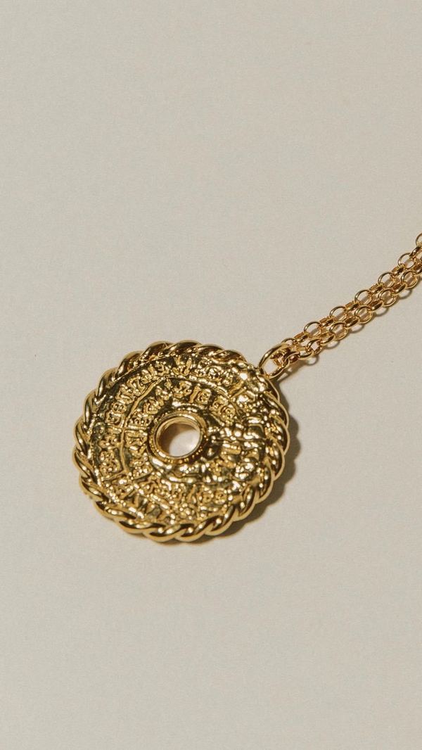 24K Gold Plated Library Of Celsus Medallion Necklace