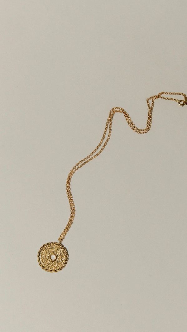 24K Gold Plated Library Of Celsus Medallion Necklace