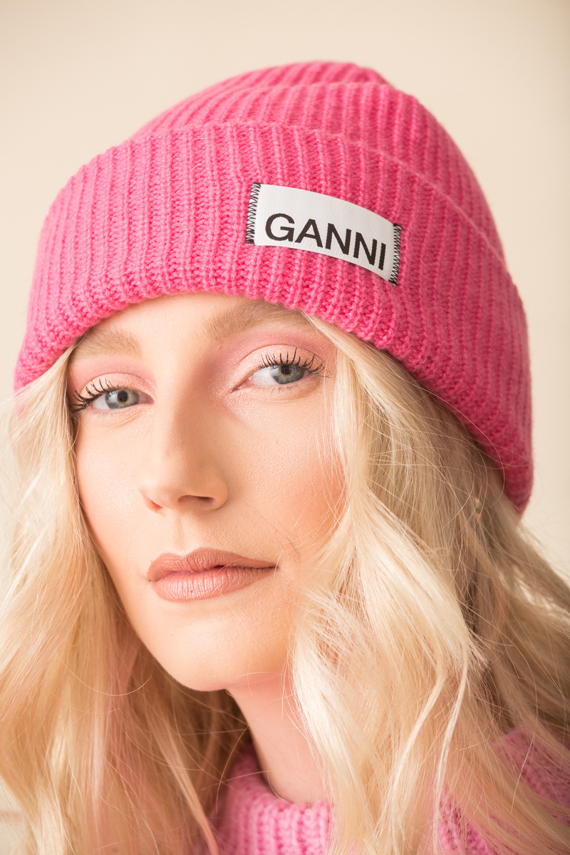 GANNI ビーニー ピンク GANNI(ガニー)】 STRUCTURED RIB BEANIE|allureville OFFICIAL
