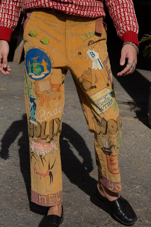 Bode Hand Drawn Senior Cords Trouser - Corn Yellow Bode Hand Drawn Senior Cords Trouser - Corn Yellow