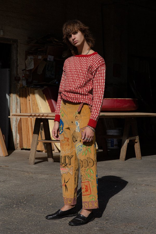 Bode Hand Drawn Senior Cords Trouser - Corn Yellow Bode Hand Drawn Senior Cords Trouser - Corn Yellow