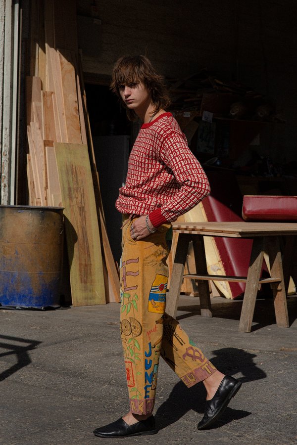 Bode Hand Drawn Senior Cords Trouser - Corn Yellow Bode Hand Drawn Senior Cords Trouser - Corn Yellow