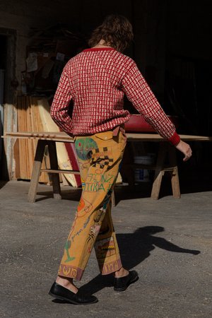Bode Hand Drawn Senior Cords Trouser - Corn Yellow Bode Hand Drawn Senior Cords Trouser - Corn Yellow