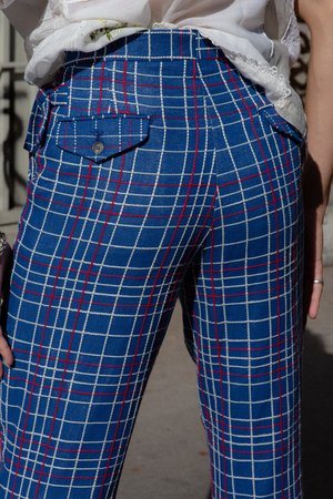 BODE Alden Side-Tie Trousers - Navy Check BODE Alden Side-Tie Trousers - Navy Check