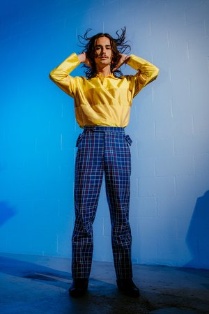 BODE Alden Side-Tie Trousers - Navy Check BODE Alden Side-Tie Trousers - Navy Check